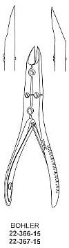 Bohler Bone Cutting Forcep, Curved on flat